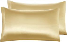 img 1 attached to Golden Queen Size Satin Sheet Set With Silky Super Soft Texture And Deep Pockets By ARTALL