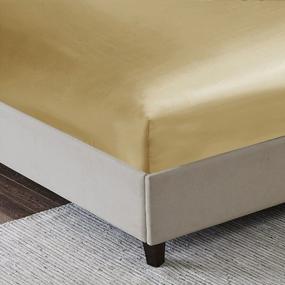 img 2 attached to Golden Queen Size Satin Sheet Set With Silky Super Soft Texture And Deep Pockets By ARTALL