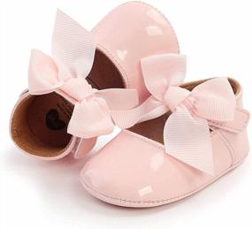 img 1 attached to Premium Bowknot Mary Jane Flats For Baby Girls: Stylish Dress Shoes With Comfortable Rubber Sole And High-Quality PU Leather