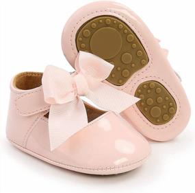 img 4 attached to Premium Bowknot Mary Jane Flats For Baby Girls: Stylish Dress Shoes With Comfortable Rubber Sole And High-Quality PU Leather