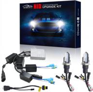 ac canbus error free hid kit - hybkler 55w with hid ballast and xenon bulb (1 pair) for h4-3 bi xenon hi/lo 9003 8000k (light blue) - improved seo product title logo