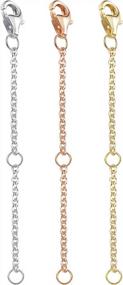 img 4 attached to Set Of 3 Sterling Silver Necklace Chain Extenders With Lobster Clasp In Gold, Rose Gold, And Silver - Adjustable Lengths Of 2", 3", And 4