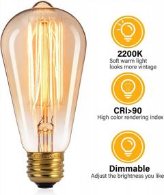 img 1 attached to Brighten Up Your Space With Vintage Edison Light Bulbs - 4 Pack Of 60 Watt Dimmable Incandescent Bulbs With Antique Filament Design