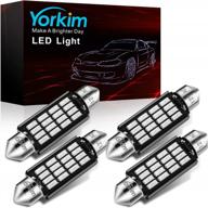 pack of 4 yorkim super bright festoon led bulbs in red (41mm-42mm) - 16-smd 4014 chipset, canbus error free, ideal for 212-2 dome light, interior, map light, and 211-2 led bulb use logo