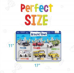 img 1 attached to Reusable Educational Placemats For Kids: Non-Slip Eating Mats - Set Of 4 Transportation Themes (Air, Sea, Town, Work Zone) Toddlers & Preschoolers Learning Tool Dining Table