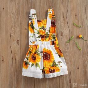 img 3 attached to 🌻 Adorable Toddler Baby Girl Sunflower Print Overalls: Stylish Pocket Suspender Shorts for Cute Summer Outfits