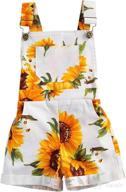 🌻 adorable toddler baby girl sunflower print overalls: stylish pocket suspender shorts for cute summer outfits логотип