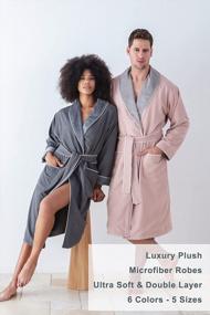img 3 attached to Luxurious Plush Lined Microfiber Men'S Robe - Knee Length, Warm Bathrobe For Quality Spa Experience - Ideal Hotel & Home Use Robe
