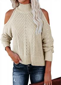 img 4 attached to Stay Fashionable And Cozy With Ferrtye Women'S Turtleneck Cold Shoulder Sweaters