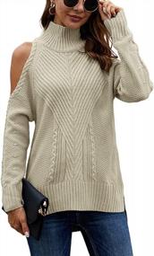 img 1 attached to Stay Fashionable And Cozy With Ferrtye Women'S Turtleneck Cold Shoulder Sweaters