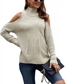 img 2 attached to Stay Fashionable And Cozy With Ferrtye Women'S Turtleneck Cold Shoulder Sweaters