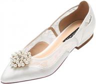 comfortable low heel ivory satin pointy toe lace wedding shoes - erijunor flats logo