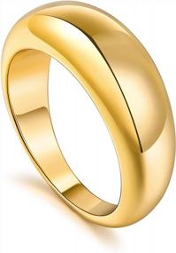 img 4 attached to 🌟 Кольца в стиле микуко Chunky Dome: кольцо-пышку из позолоченного золота 14K с кубическим цирконием и вкрапленными золотыми звездами - смелое и толстое кольцо для женщин.