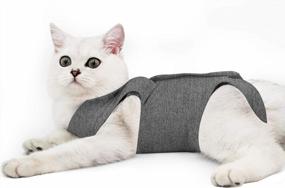 img 4 attached to 🐱 Surgical Abdominal Wound Recovery Suit for Cats - Indoor Pet Clothing & E-Collar Alternative Pajama Suit After Surgery