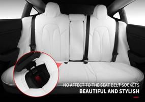 img 3 attached to Nappa Leather Tesla Model 3 Seat Cover - Xipoo Fit Car Seat Protector (White)