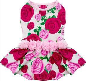 img 4 attached to KYEESE Floral Rose Dog Dresses with Flowers Decoration - Elegant Princess Dress for Small Dogs, Ideal for Spring and Summer - Puppy Apparel and Pet Clothing