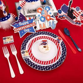 img 1 attached to Get Ready For Independence Day With Supernal'S 180-Piece Red White Blue Plastic Cutlery Set!