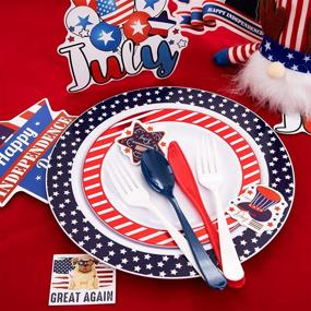 img 3 attached to Get Ready For Independence Day With Supernal'S 180-Piece Red White Blue Plastic Cutlery Set!