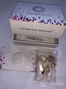 img 5 attached to 🦋 AOBOCO 18K Gold Plated Sterling Silver Butterfly Drop Dangle Earrings with Purple Enameled Leverback and Love Heart Crystals from Austria - Perfect Birthday Gifts for Women and Girls