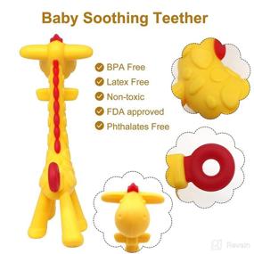 img 2 attached to Adorable Teething Toy Set: Santi & Me Wooden Rattles - 5 Pc Bunny Wood Ring Teether, Pacifier Clip Holder (Deer Set)