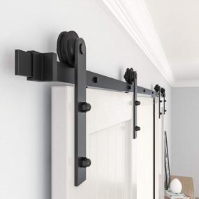 img 1 attached to WINSOON Double Door Sliding Barn Door Hardware Kit With 10Ft Track For Interior And Exterior Doors, Kitchen Cabinets, And Hallways.