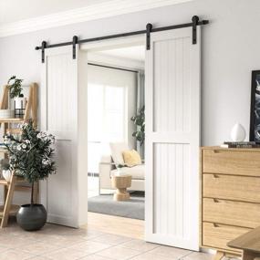 img 3 attached to WINSOON Double Door Sliding Barn Door Hardware Kit With 10Ft Track For Interior And Exterior Doors, Kitchen Cabinets, And Hallways.