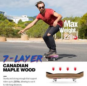 img 3 attached to BELEEV Beginner Skateboard, 31 Inch Complete Skateboard for Kids Teens Adults, 7 🛹 Layer Canadian Maple Double Kick Deck Concave Cruiser Trick Skateboard with All-in-One Skate T-Tool
