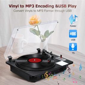 img 2 attached to Bluetooth Turntable Record Player With Speakers, USB Digital Output Input, TS Counter Weight Speed Adjust For Vinyl Records