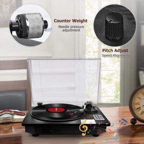 img 1 attached to Bluetooth Turntable Record Player With Speakers, USB Digital Output Input, TS Counter Weight Speed Adjust For Vinyl Records