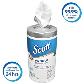 img 2 attached to Scott 24 Hour Sanitizing Wipes – Multi-Surface Cleaning &amp; Disinfecting, Continuous Sanitization for 24 Hours – (53609), Pack of 6 Canisters Each with 75 Count, Total of 450 Wipes