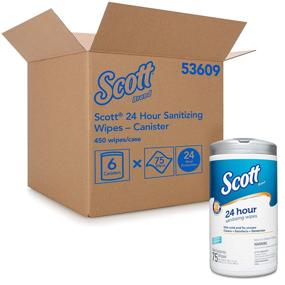 img 4 attached to Scott 24 Hour Sanitizing Wipes – Multi-Surface Cleaning &amp; Disinfecting, Continuous Sanitization for 24 Hours – (53609), Pack of 6 Canisters Each with 75 Count, Total of 450 Wipes