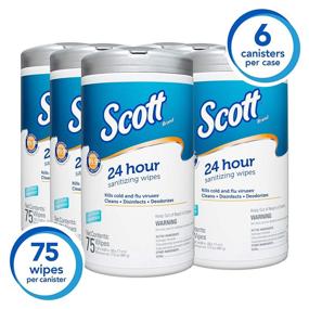 img 3 attached to Scott 24 Hour Sanitizing Wipes – Multi-Surface Cleaning &amp; Disinfecting, Continuous Sanitization for 24 Hours – (53609), Pack of 6 Canisters Each with 75 Count, Total of 450 Wipes