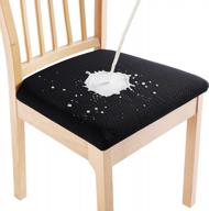 защитите и улучшите свои стулья в столовой с водонепроницаемыми чехлами для сидений smiry - 6 комплектов эластичных жаккардовых чехлов с крючками в элегантном черном дизайне логотип