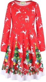 img 3 attached to Stylish MODAFANS Christmas Sleeve 👗 Dresses with Pockets for Girls' Clothing