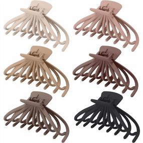 img 4 attached to Strong Hold Lolalet Hair Claw Clips For Women'S Thick And Long Hair - Pack Of 6, Style A