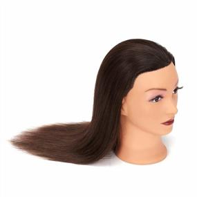 img 1 attached to 20"-22" 100% Human Hair Mannequin Head - Perfect For Hairdresser Training & Practice Cutting Braiding With Free Clamp Holder 92022LB0214