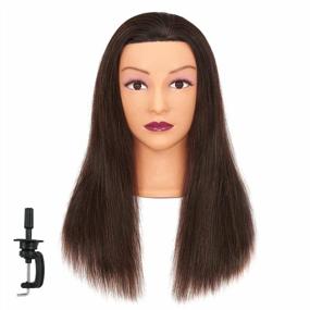 img 4 attached to 20"-22" 100% Human Hair Mannequin Head - Perfect For Hairdresser Training & Practice Cutting Braiding With Free Clamp Holder 92022LB0214