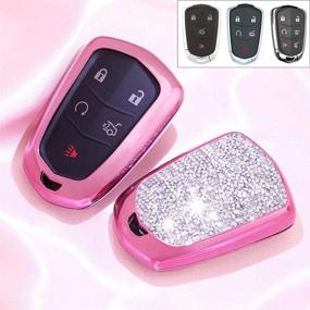 img 2 attached to 🔑 Royalfox(TM) 3D Bling Keyless Entry Remote Smart Key Fob Case Cover – Fits 2016-2020 Cadillac CT6 XT5 CTS XTS SRX ATS DTS STS – 4 5 6 Buttons – Pink