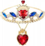 idoxe evie queen of hearts jewelry set - red heart crown and necklace for girls and teens, perfect for halloween costume of descendants' evie logo