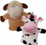 betterline 9.5 inch soft plush cow and sheep hand puppets for kids - perfect for storytelling, teaching, preschool role-play toy puppets (set of 2) logo