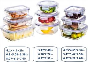 img 2 attached to 9 Sets BPA-Free Glass Meal Prep Containers With Lids - Airtight Food Storage By Bayco (Purple)