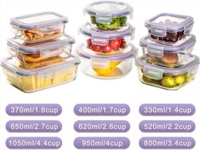 img 3 attached to 9 Sets BPA-Free Glass Meal Prep Containers With Lids - Airtight Food Storage By Bayco (Purple)