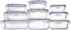 img 4 attached to 9 Sets BPA-Free Glass Meal Prep Containers With Lids - Airtight Food Storage By Bayco (Purple)