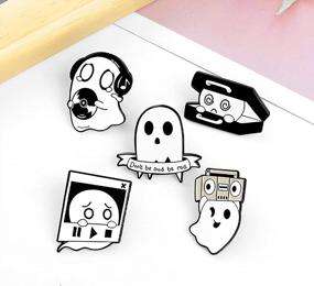 img 2 attached to White Ghost Enamel Pins Set: Punk Music Equipment Brooch Badges For Backage Bag Hat Decor