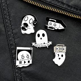 img 1 attached to White Ghost Enamel Pins Set: Punk Music Equipment Brooch Badges For Backage Bag Hat Decor