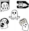 white ghost enamel pins set: punk music equipment brooch badges for backage bag hat decor logo