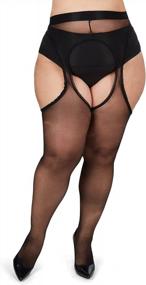 img 4 attached to Curvy Lace Trim Pantyhose With Suspender Design In Plus Size By MeMoi