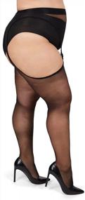 img 3 attached to Curvy Lace Trim Pantyhose With Suspender Design In Plus Size By MeMoi