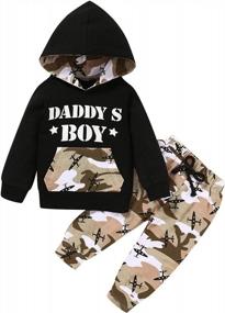 img 4 attached to Stylish Camouflage Hoodies With Funny Letter Print For Baby Boy Outfits