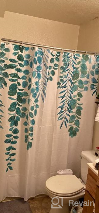 img 1 attached to Transform Your Bathroom With LIVILAN'S Green Leaf Eucalyptus Shower Curtain, Watercolor Sage Leaves Botanical Design, 72X72 Inches With 12 Hooks Included review by Nico Ramdeen